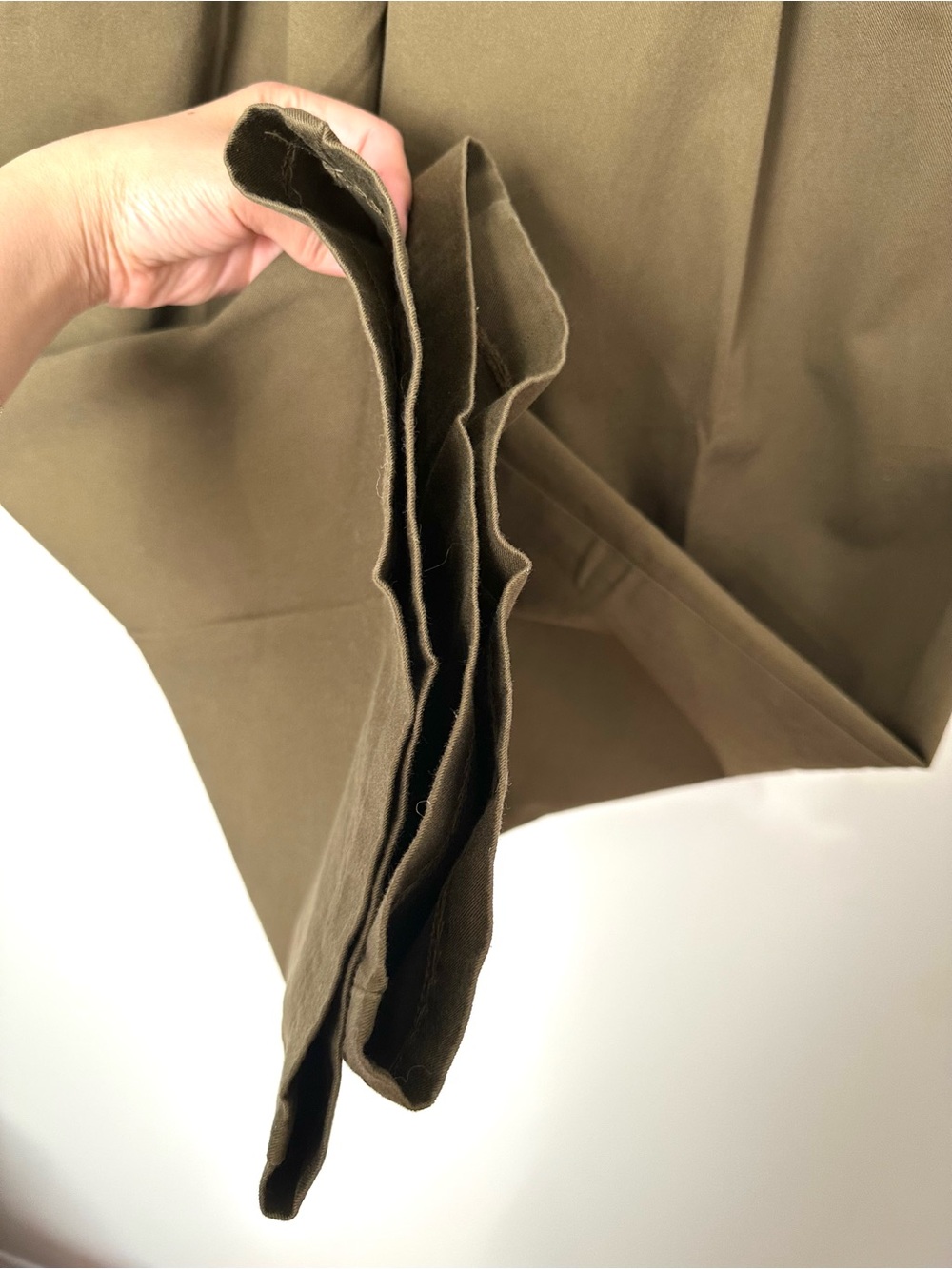 Army Green Pleated High Waisted Wide Leg Barrel Pants Minimalist Goblin Earthy - Picture 6 of 12